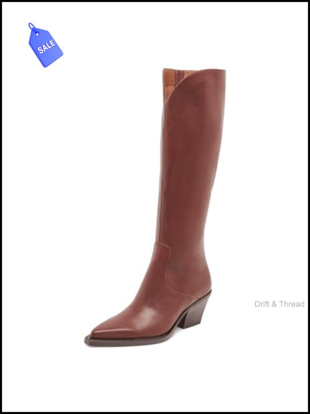 Snip Toe Knee High Chunky Heel Boots Synthetic Zip Up Women's